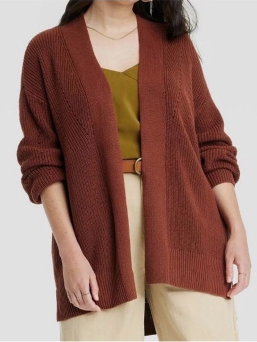 Universal Thread Women’s XS Rust Brown Open Front Knit Cardigan